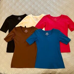 SAVE!!! BUNDLE of Five Women’s Fitted Tees, Size Medium